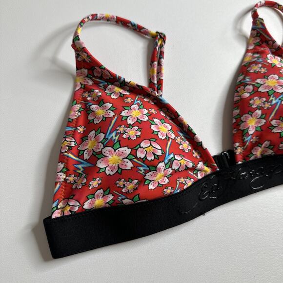 Ed Hardy Red Hawaiian Floral Bikini Top M Medium New With Tags - Picture 6 of 12